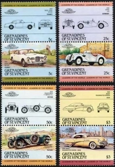 1984 Leaders of the World 1st Series Automobiles Stamps 1984 Leaders of the World 1st Series Automobiles Stamps